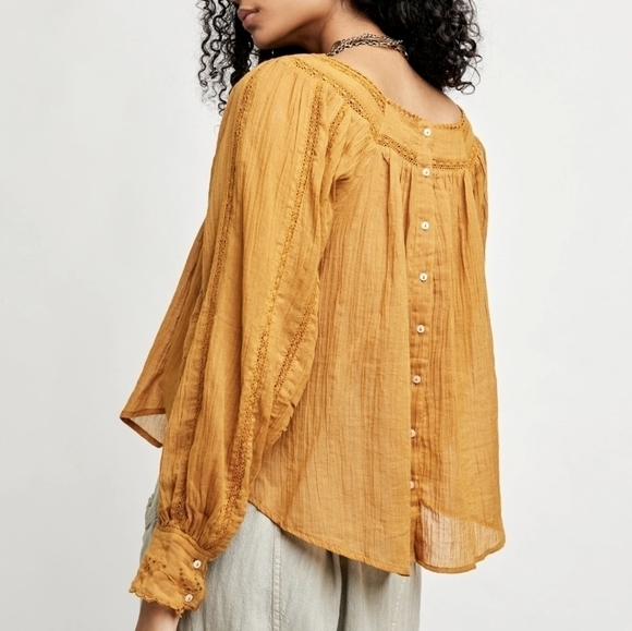 Free PEOPLE faraway fields blouse top embroidered boho xs - Picture 6 of 15
